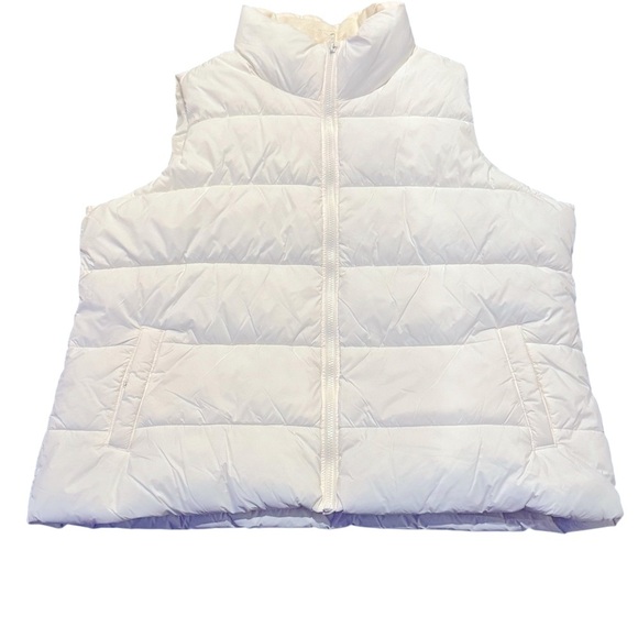 Old Navy Cream Puffer Vest Quilted Sleeveless Size XXL - Picture 4 of 9